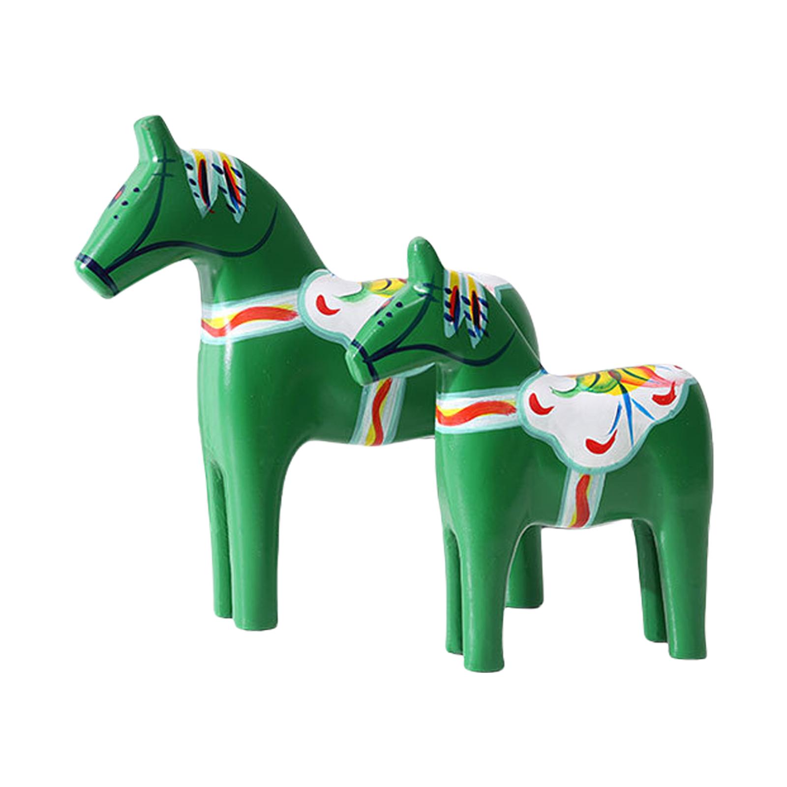 

2Pcs Nordic Styles Wooden Dala Horse Ornaments Swedish Dalecarlian Horse Figurines Sculptures Home Tabletop Decorations зелений