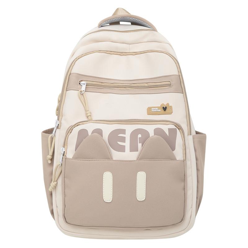 

Korean version of multi-layer large-capacity contrasting color schoolbag niche design lightweight backpack fashion leisure student campus backpack one size fits all хаки