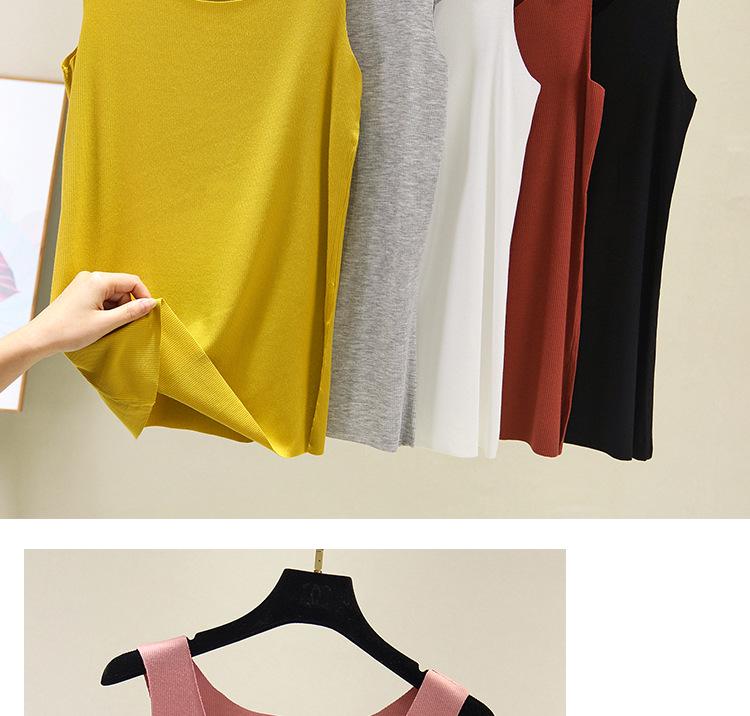 Korean Ribbed Cotton Seamless Tank Top - Women's Plus Size Round Neck Base Layer