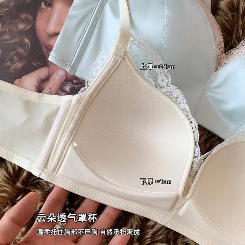 Small breasts gather underwear women's soft and comfortable pure lace bra no steel ring anti-sagging breast bra set