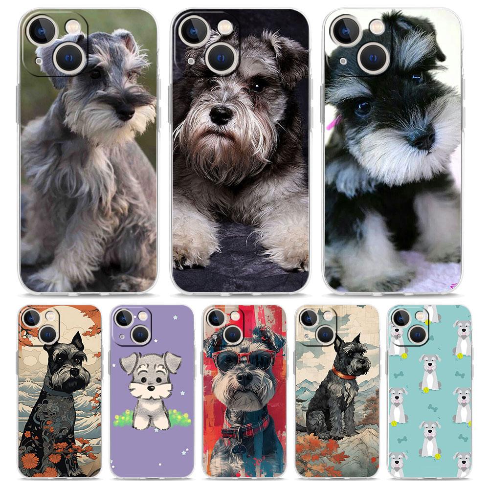 Cartoon Schnauzer Dog Phone Case For iPhone 11 Cases iPhone 15 12 13 14 16 Pro Max X XR XS 14 15 Plus 16Pro iPhone16 Clear Cover