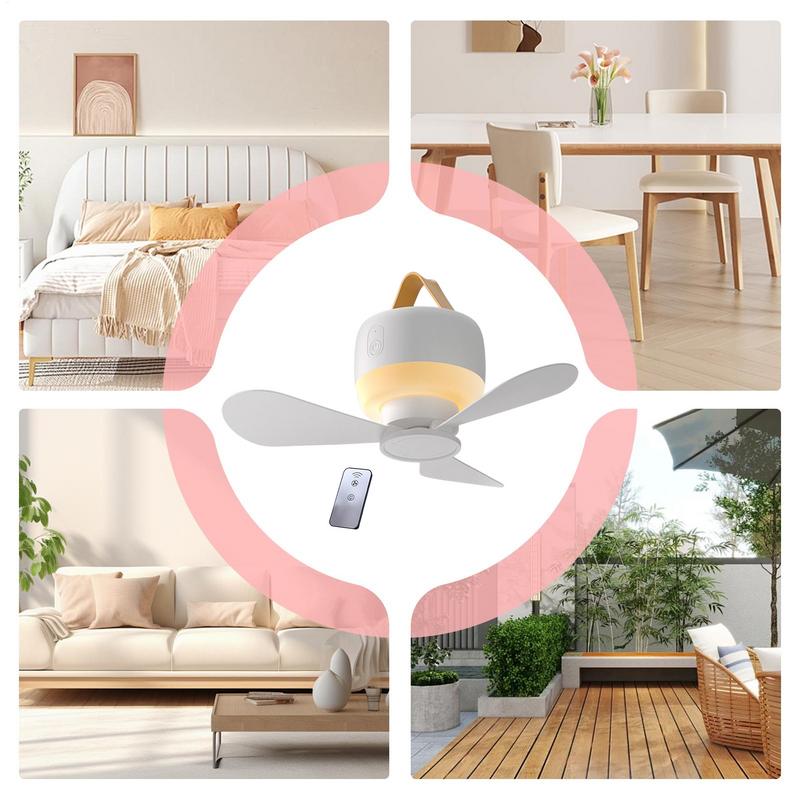 Rechargeable Ceiling Fan Quiet Cooling Accessories for Outdoors Silent USB Powered Ceiling Fan with Remote Control Timing 3