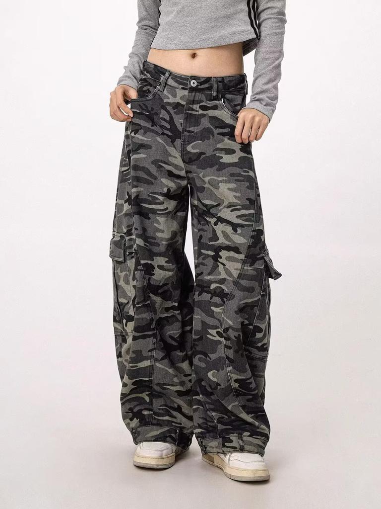 Autumn Women Jeans High Waist Vintage 2000s Straight Baggy Y2K Denim Pants Hip Hop American Wide Leg Denim Trouser