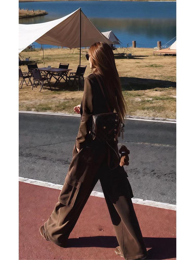 European Women's High-End Casual Sportswear Set: Plus Velvet Hoodie & Wide-Leg Pants for Autumn/Winter 2025