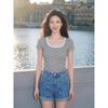Basic House Women's Striped Cotton U-Neck T-Shirt