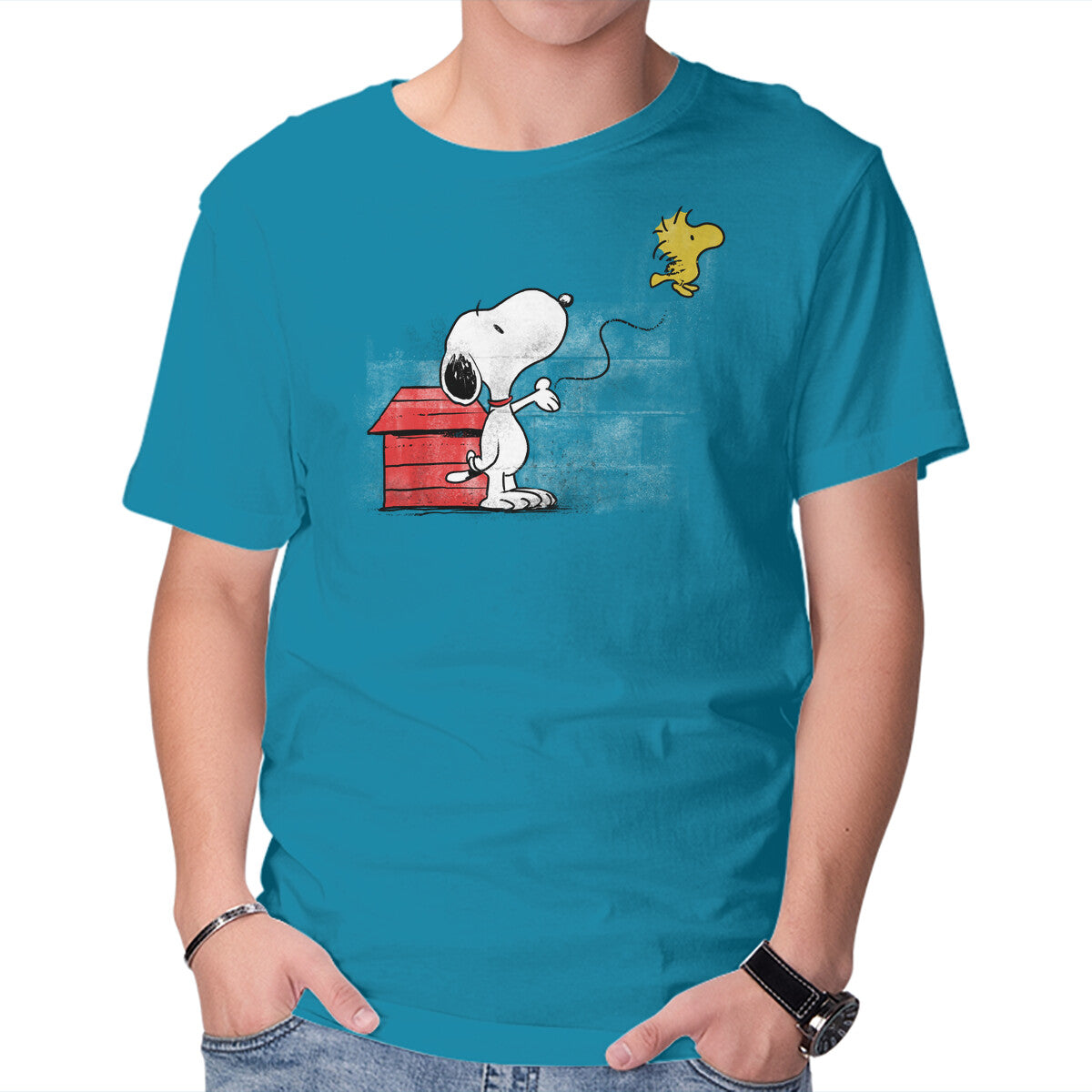 Unisex Crew Neck T-Shirt Dog With Bird Graphic Short Sleeve Casual Tee S