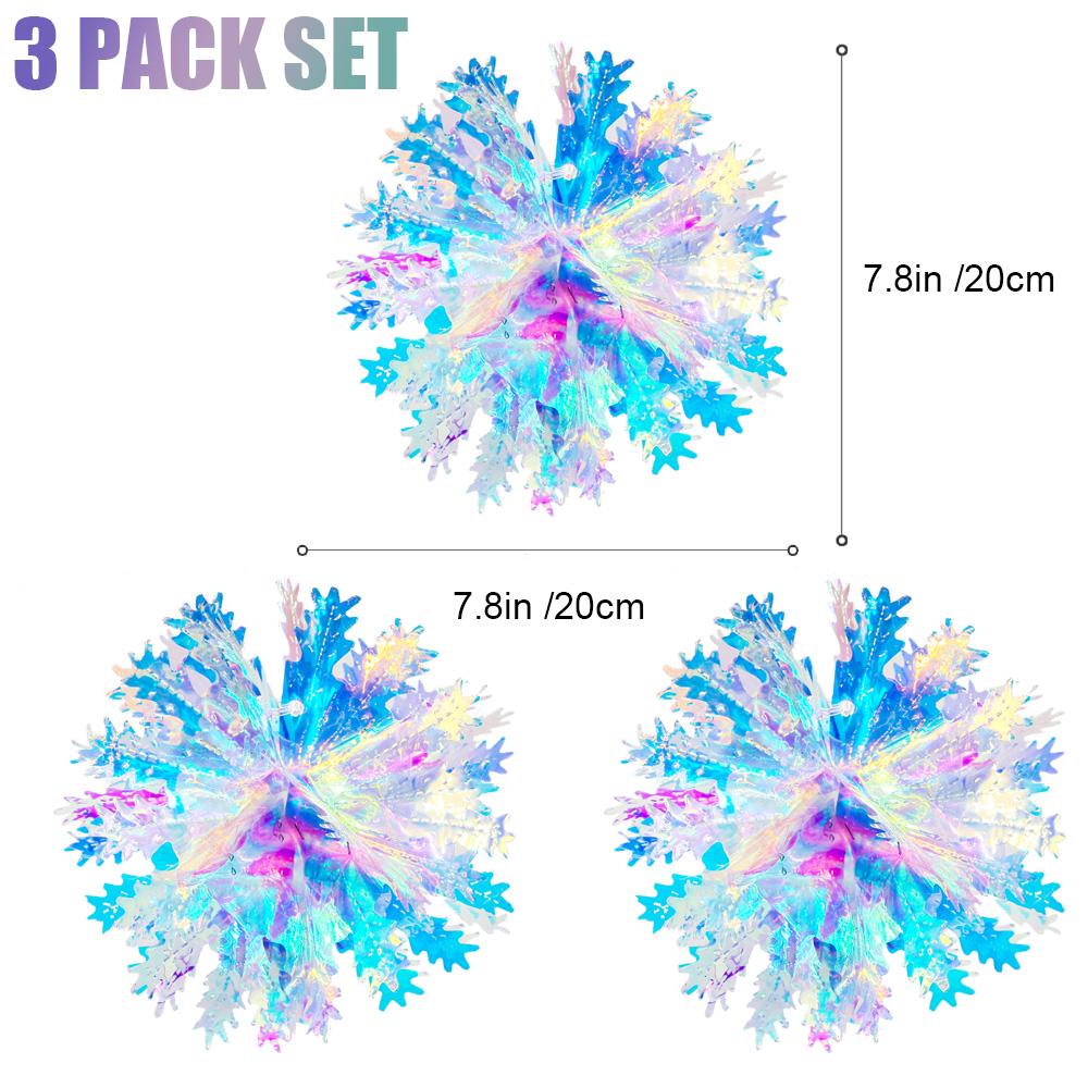 Iridescent Shiny Rainbow Honeycomb Snowflake Xmas Tree Star Fan Curtains For Birthday Party Wedding Christmas Decor