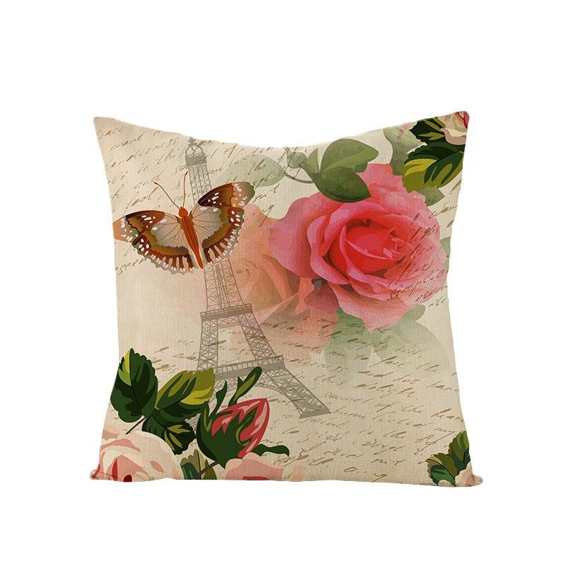 Polyester Pillowcase Nordic Retro Flower and Bird Letter Office Cushion Car Sofa Pillowcase Home