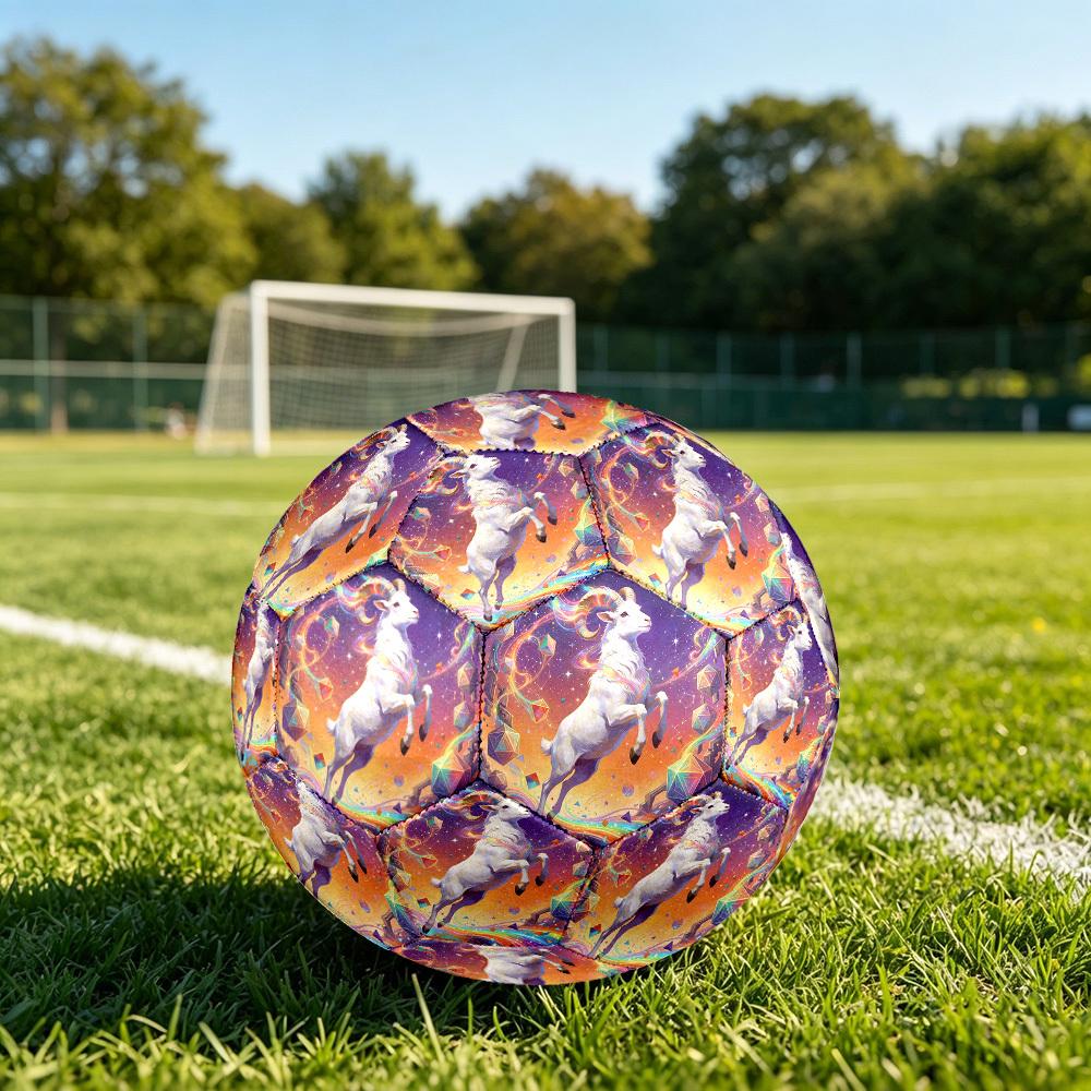 1pc Celestial Goat Journey Theme Soccer Ball Football, Size 5, Lightweight PVC, Durable Outdoor Training Soccer Ball, Gift M61465