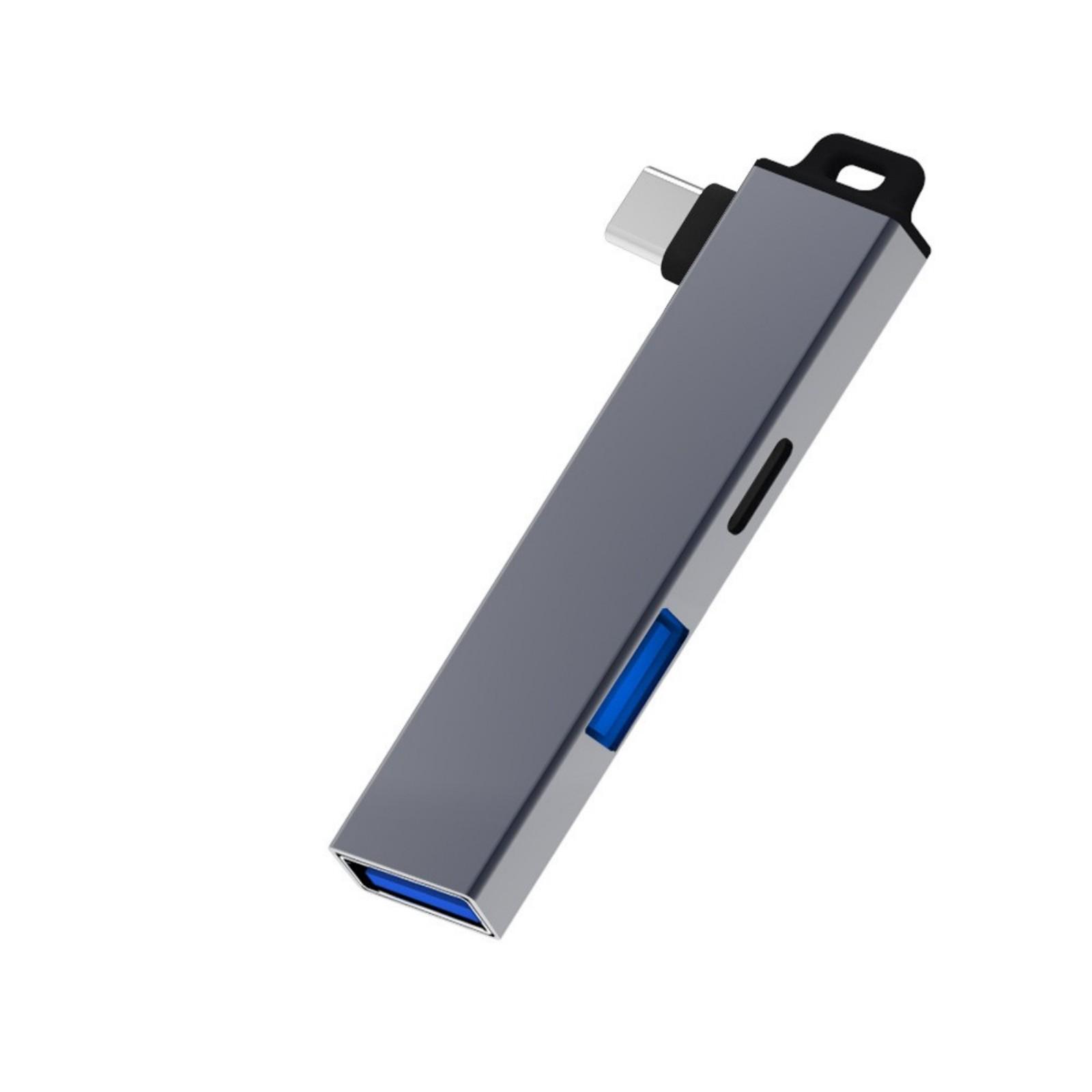

Компактный USB C хаб Адаптер Type C к USB с портами USB2.0 и USB3.0 для ноутбуков планшетов для Windows Mac OS Linux Android серый