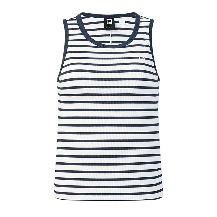 FILA Explore Round Neck Striped Knit Sleeveless Vest Women tops A11W627116F-NV S