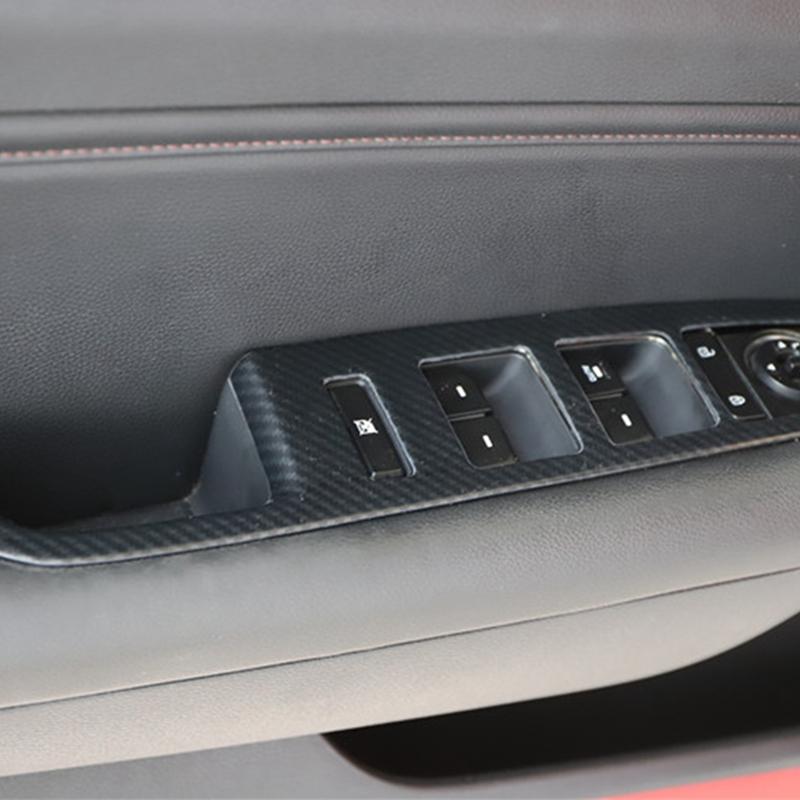 Für Hyundai Sonata 2015-Carbon Fiber Fensterheber Schalter Taste Panel Abdeckung Trim Innen Tür Armlehne Dekoration