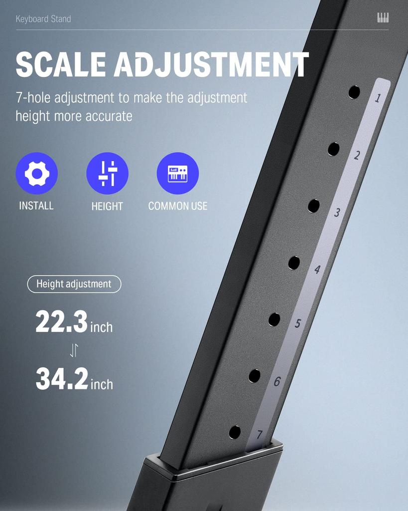 Donner Electronic Keyboard Piano Adjustable Height Compatible with key electronic Suitable for Classroom DKS-100 Z-Shape Stand, Foldable, 55-85cm,