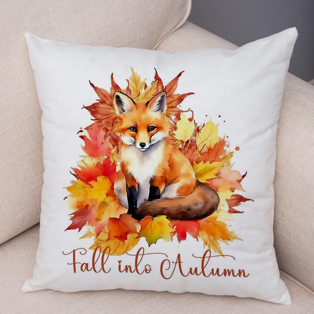 Happy Harvest Season Pillowcase Double Print Fall In The Air Cushion Cover Soft Plush I Love Autumn Pillowcase for Sofa Home Car