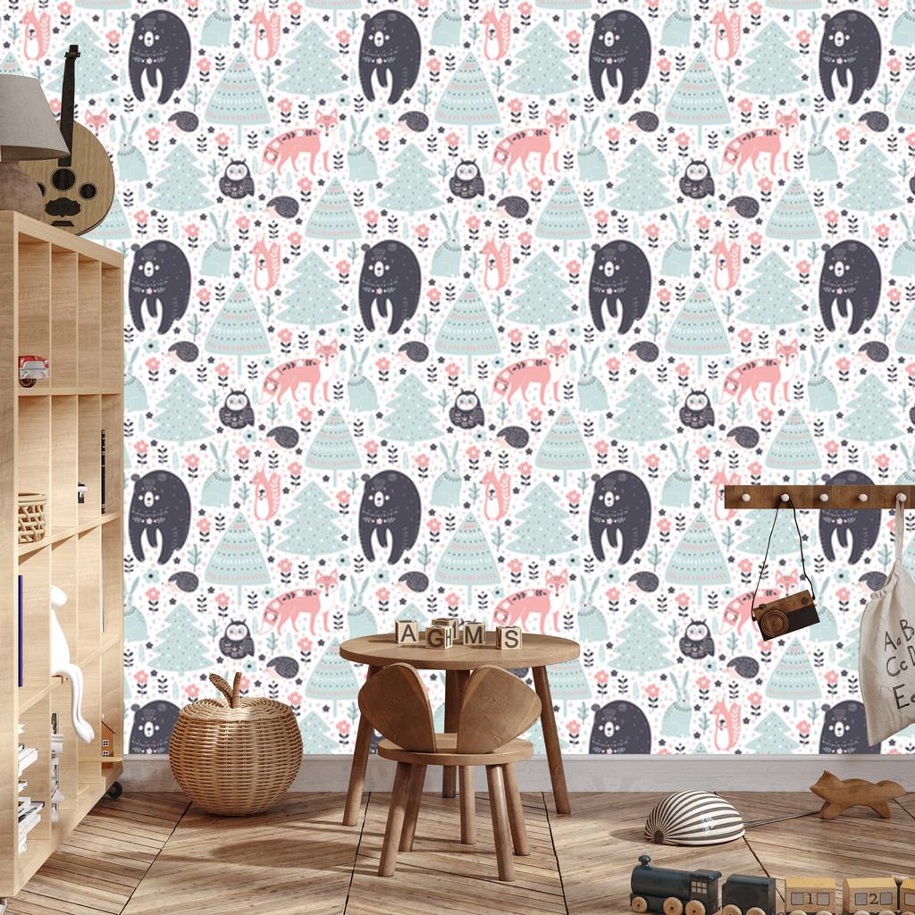 Forest Animals Wallpaper for Living Room and Bedroom 50x1000