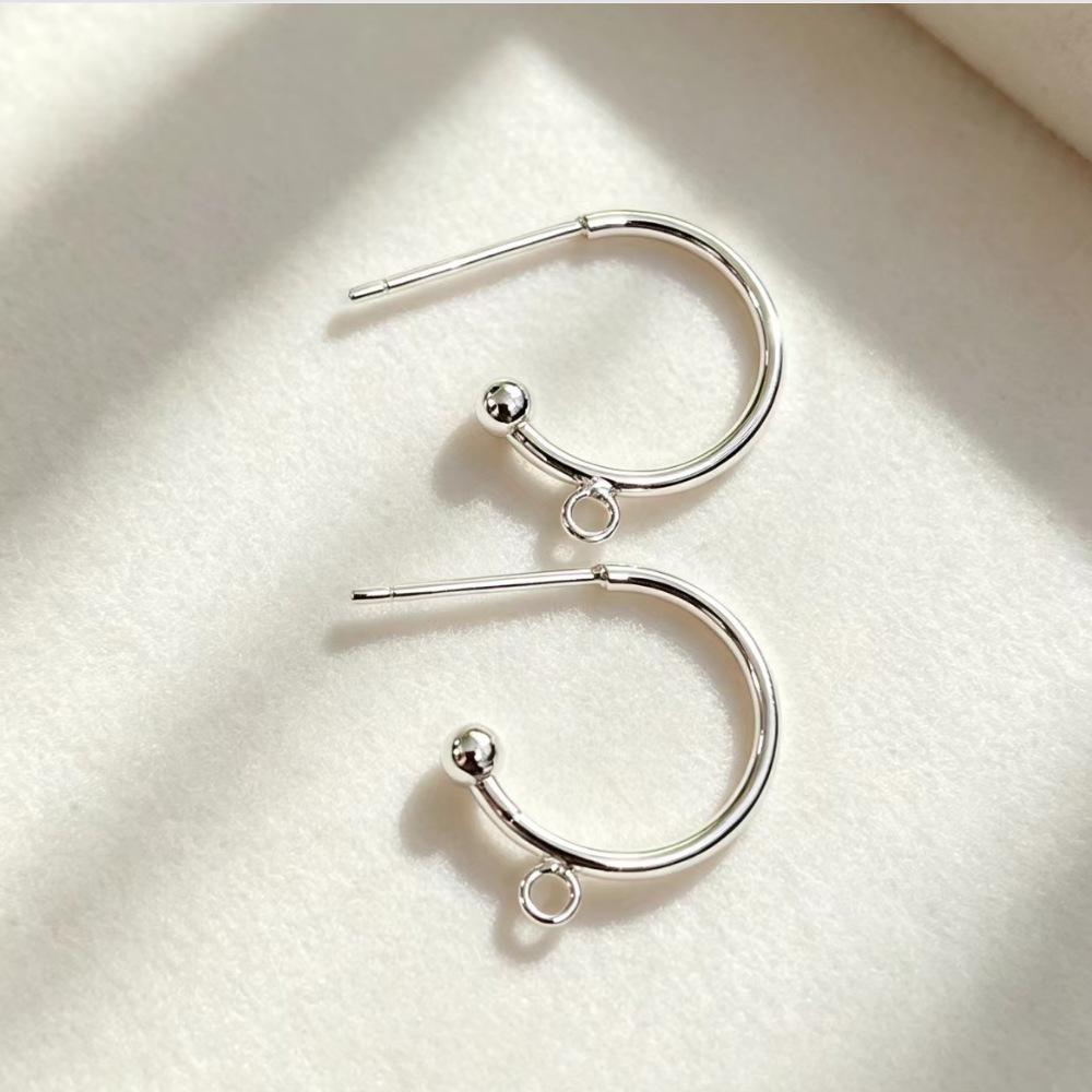 Gold-Plated S925 Sterling Silver C-Shaped Ear Hook - Fade-Resistant DIY Earring Material
