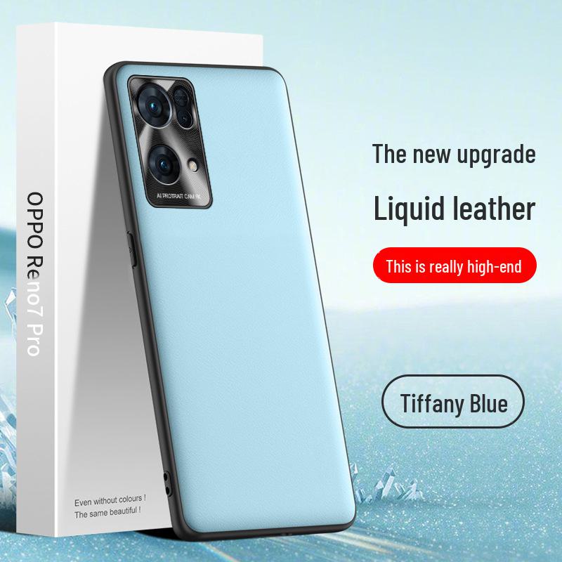 Fall- und schmutzabweisende Flüssiglederhülle für Oppo Reno7 Pro. Wird als ein Stück geliefert.