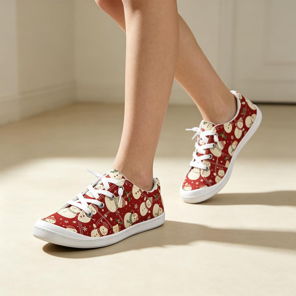 Women's Christmas Print Shoes Comfortable Flat Casual for Holiday