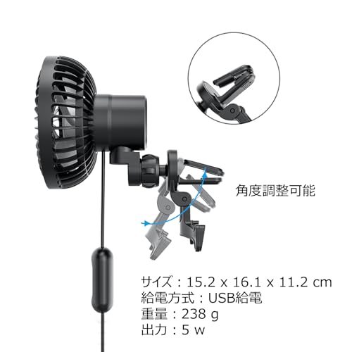Car Fan with Automatic Oscillating Head [New for Summer] by Tomistan. Oscillating Head, 3-Level Airflow Adjustment, Dual-Fan Type, LED Light, Low Nois