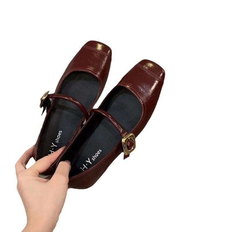 Flat Mary Jane black single shoes women's shoes spring 2025 new French evening breeze gentle Mary Jane shoes