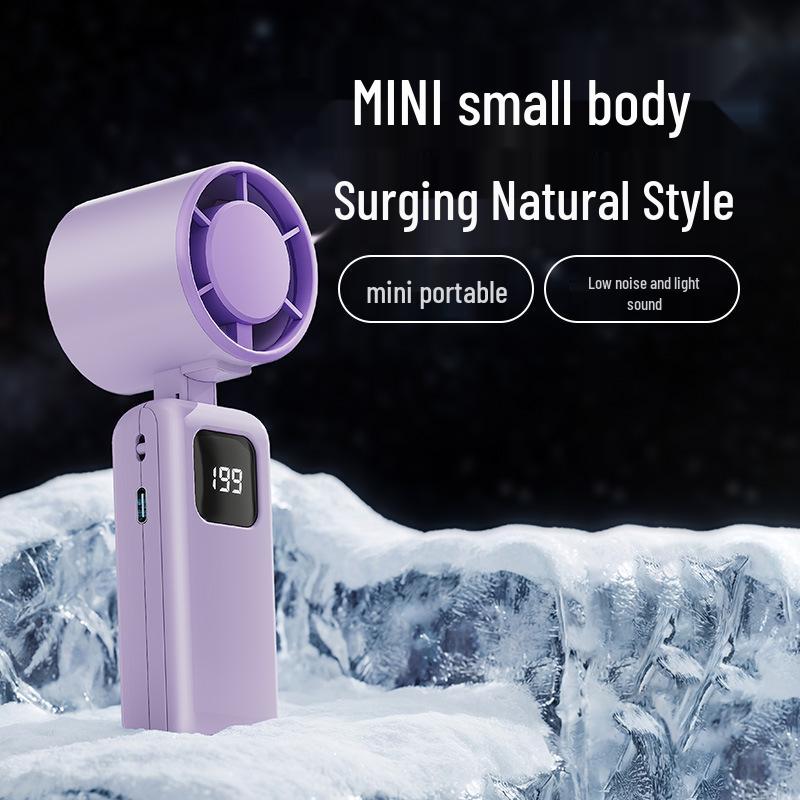 2026 High-Speed USB Rechargeable Mini Handheld Foldable Fan with Digital Display and Lanyard