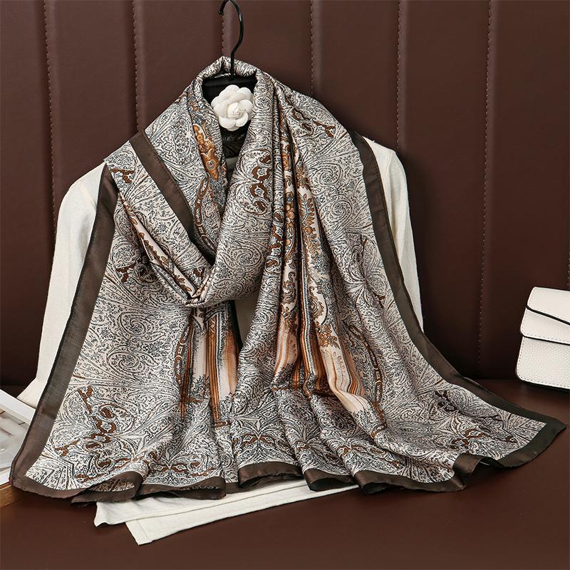 Bohemia Silk Scarf Women Large Shawls Styles Pashmina Hijab Foulard Echarpe Design Print Lady Stole Head Scarves Luxury