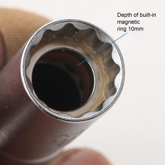 Spark Plug Socket Wrench Ultra-thin Labor-saving Good Hardness 12-Point 14mm/16mm Magnetic Spark Plug Removal Tool Swivel Extension Car