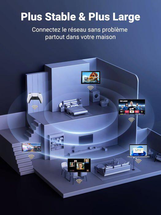 Adaptateur WiFi USB - Ugreen - 50341 - 1300Mbps - Double Antenne - Angle Réglable