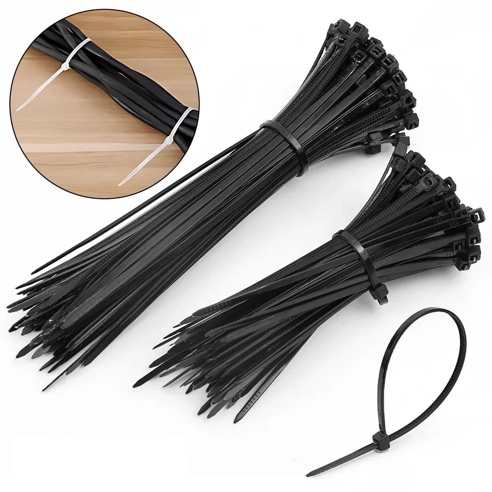 100Pcs Nylon Cable Ties Adjustable Self-locking Cord Ties Straps Fastening Loop Reusable Plastic Wire Ties For Home Office