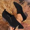 Pointed Toe Chunky Heel Shoes - All-Season Comfort, Black Faux Cover with Golden Accents, Casual & Office Wear Perfect for Daily Commut
