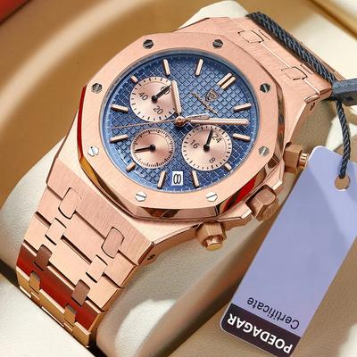 Orologio di lusso di alta qualità per uomo in acciaio inossidabile cronografo al quarzo orologi da polso alla moda orologi sportivi impermeabili da uomo
