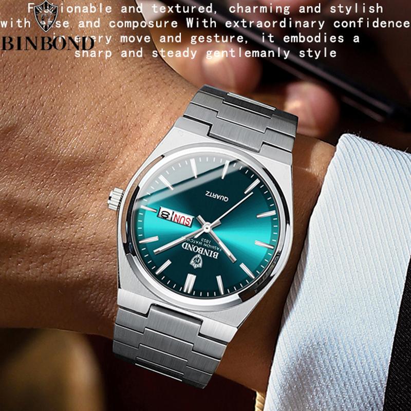 Luxury Watch for Man Elegant Date Week Waterproof Luminous Men Watch Quartz Stainless Steel Sports Men's Watches Reloj