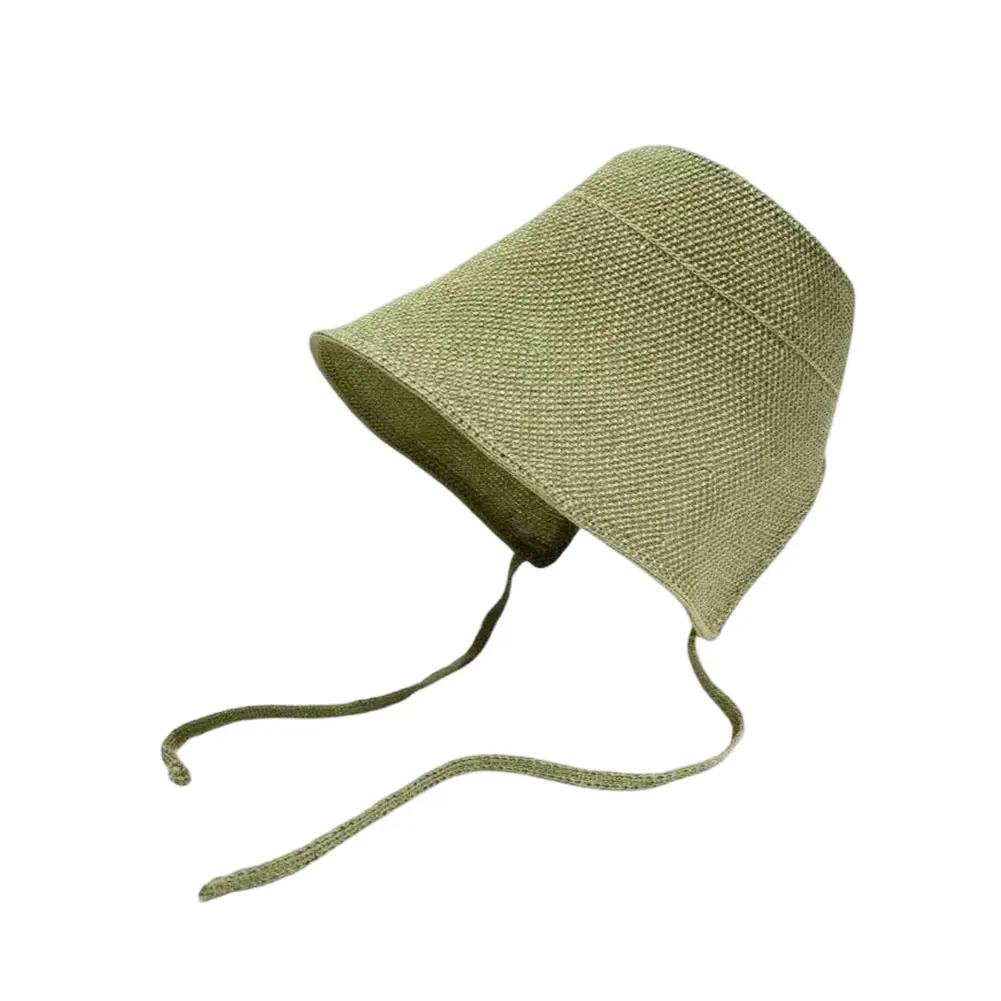 Linen Straw Regency Bonnets Hats For Women Sun Hats Bow Beach Cap Big Wide Brim Cloche Hat Chapeau Femme Lace Up Outdoor Summer