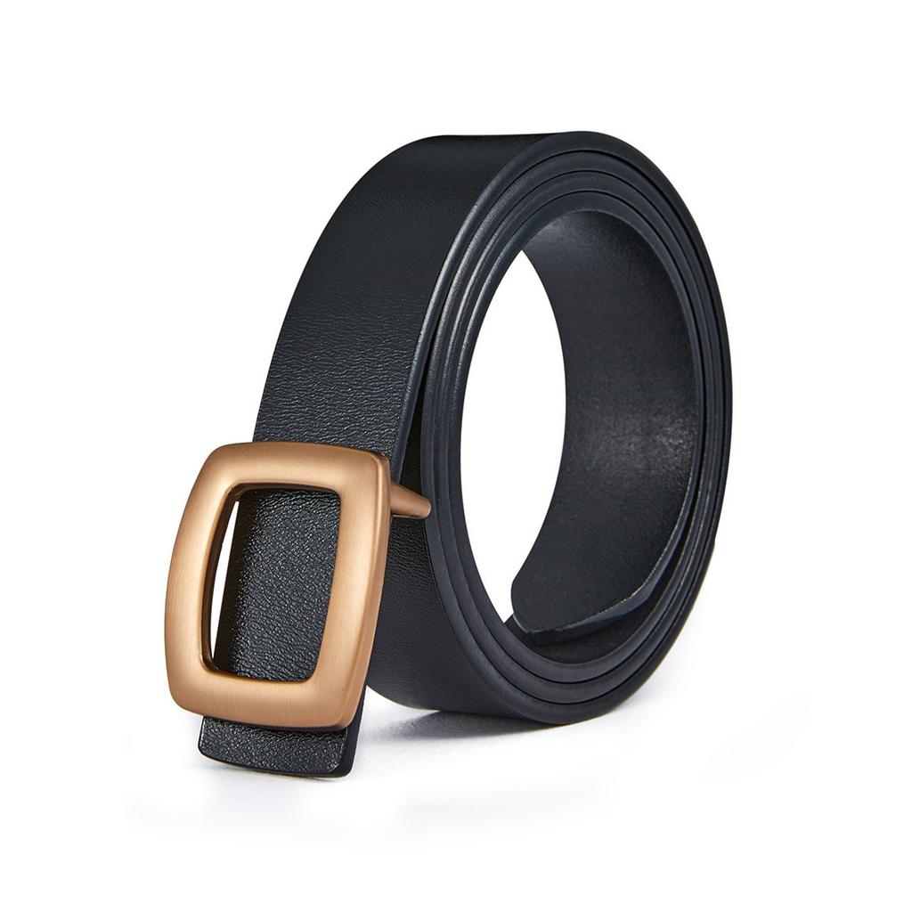 Women's Skirt Accessories Belt Cowhide Two-layer Cowhide Square Buckle Smooth Plate Button Belt