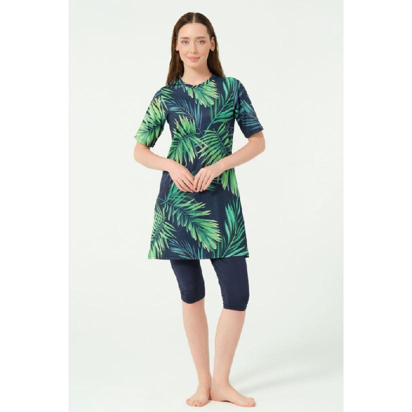 

Комплект из двух предметов с разноцветным принтом, скромная пляжная одежда для мусульманок, купальник с короткими рукавами и полузакрытый, пляжная одежда, буркини, комплект купальника большого размера S бежевый