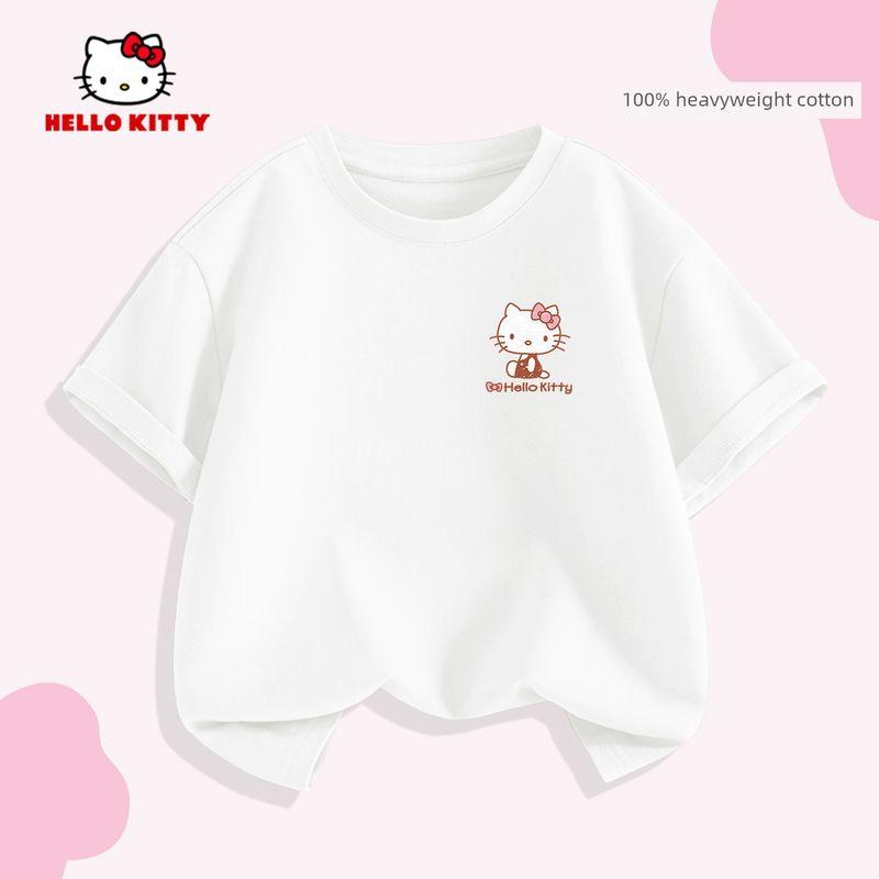Hello Kitty Girls' Short-Sleeved T-Shirt Summer 2026 New Versatile Pink Kidsren's Top Girls' Summer Fashion Trend
