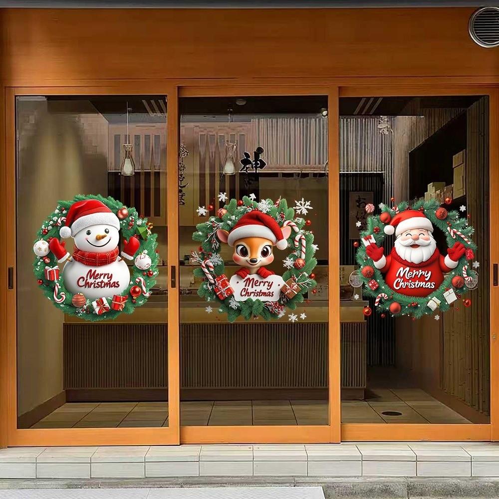 Frohes Weihnachtsthema Weihnachtsfensteraufkleber Elektrostatischer Glasaufkleber Glasdekoration