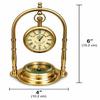 Brass Hanging Pocket Watch Clock with Compass, Nautical Desk Clock, Maritime Table Decor, Antique Style Brass