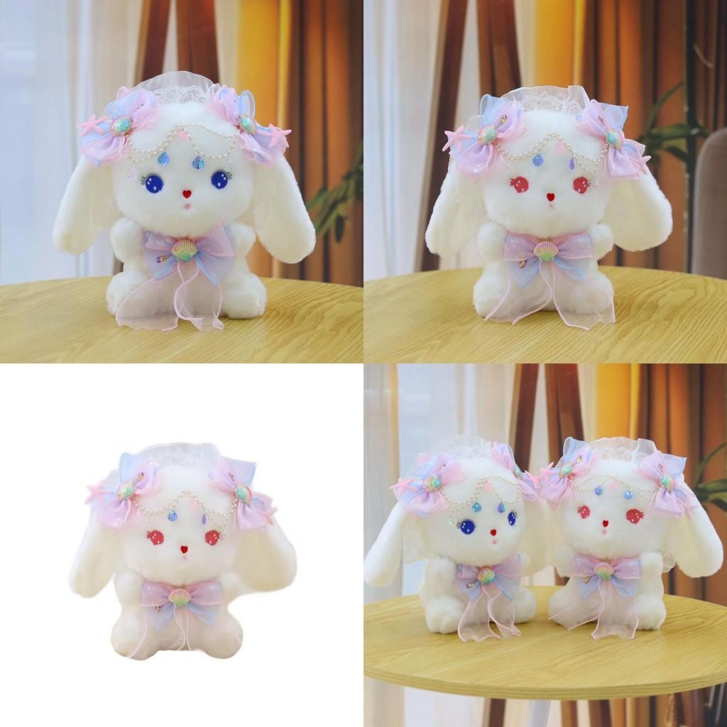 Adorable Rabbit Soft Plush Animal With Shell Ribbon For Childrens Idea Gift
