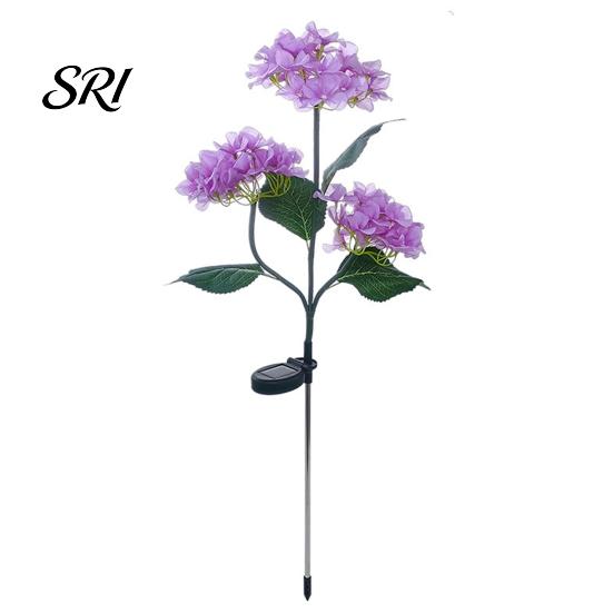 Solar Powered Garden Lamps 3-Head Hydrangea Flower Light with Colorful LEDs Waterproof Outdoor Stake Lights Lamp for Yard Patio Walkway Energy-Saving