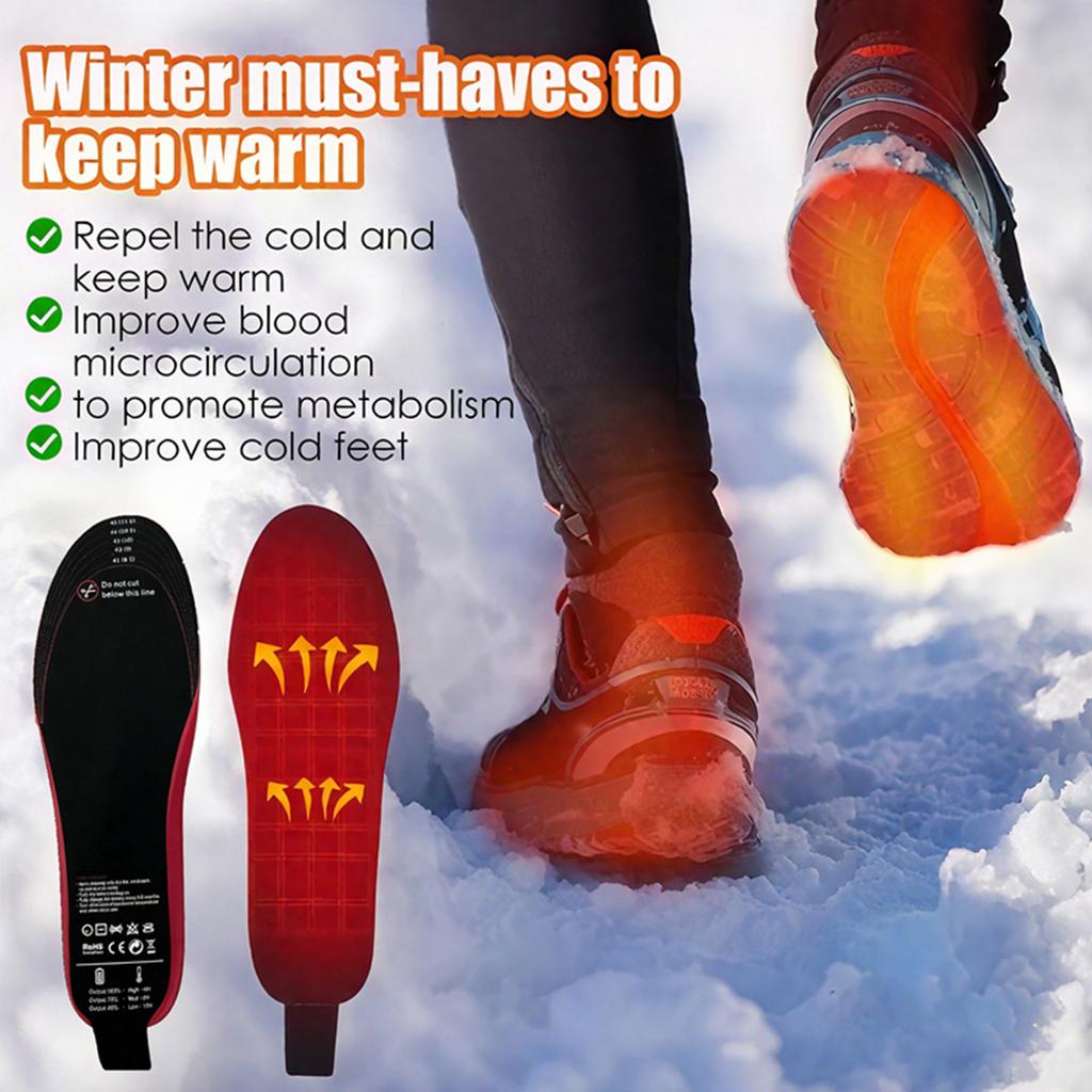 Foot Warmer 3-Temperature Adjustable Electric Heated Plantar Insoles Rechargeable Heated Insoles for Hunting and Outdoor Sports
