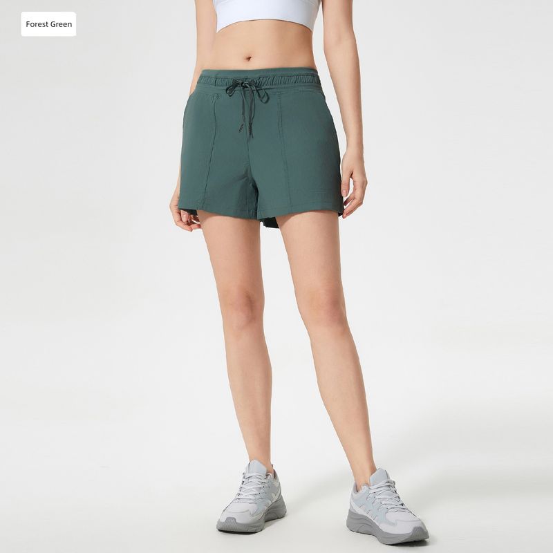 Lu Same Sports Shorts Women 2025 New Loose Casual Ice Feeling Breathable Waist Head Drawstring Fitness Yoga Shorts