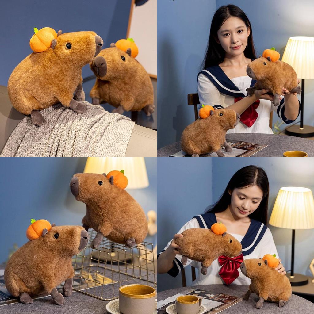 Adorable Orange Capybara Plush Toy Soft Cuddly Stuffed Animal Doll For Kids