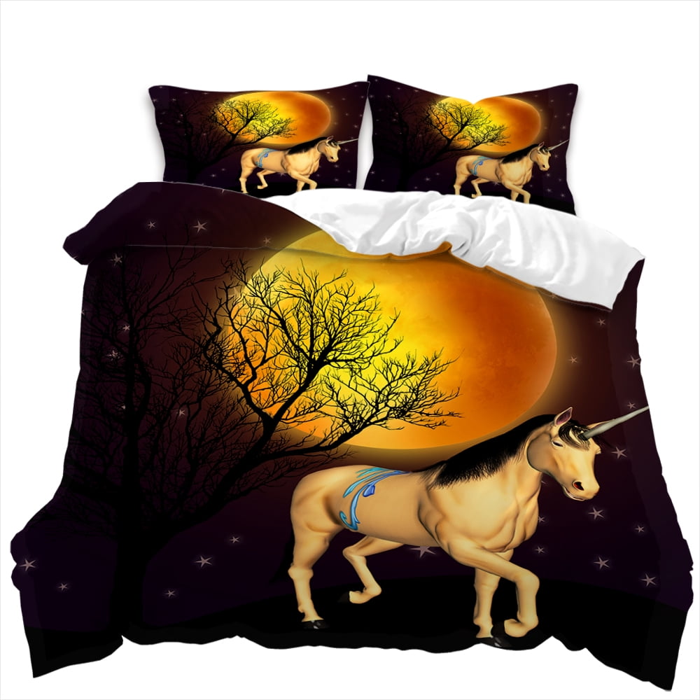 Home Textiles Unicorn Printed Bedspreads Soft Duvet Cover Set Girl Boy Adult People High End Beding Set,Quen Sized Dimensions Warm Soft plus Breathabl