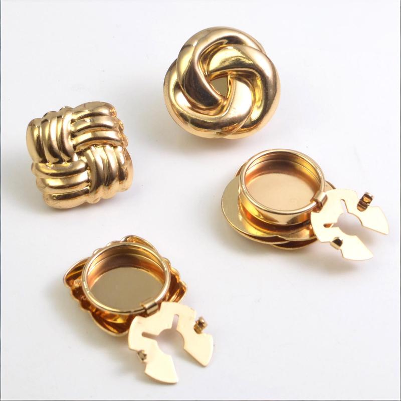 [HF]Hot 2PCS Button Cover Cufflinks For Women And Men Fashion Alloy Shirt Sleeve Collar Clips Decoration Accessories