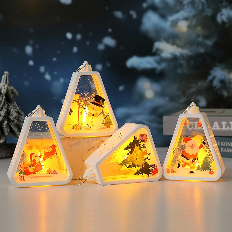 Christmas Retro Wind Lamp,Christmas Led Candle Holders,Snow Globe Lantern Santa Lighted Gifts,Winter Xmas Illuminated Ornament