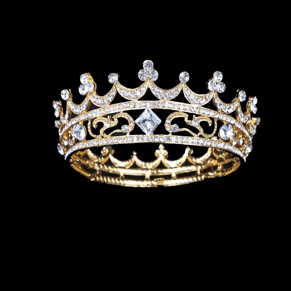 Sparky Crystal Bridal Tiara Rhinestone Round Crown for Women Baroque Crown  Prom Night