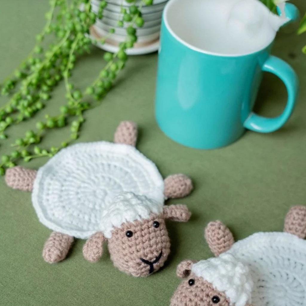 Heat Insulating Cup Mat Hand Knitted Coaster Delightful Turtle/Lamb Shape Cup Coaster Cup Pads Wool Material for Cup