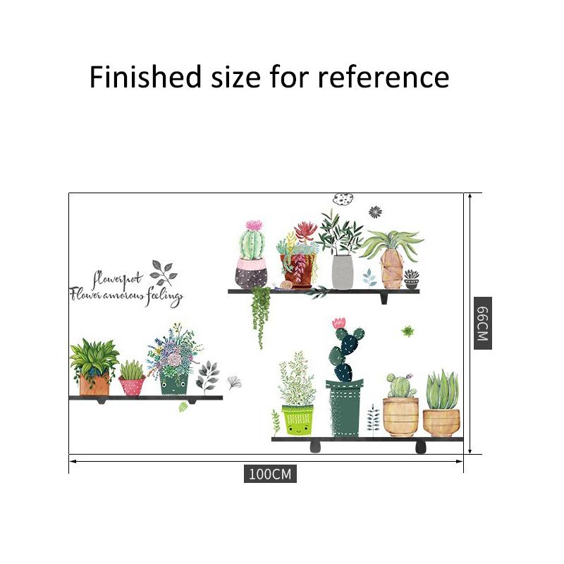 DIY Self-Adhesive Wall Stickers Green Potted Plants Decor for Living Room Bedroom Peel Stick Vinyl Art