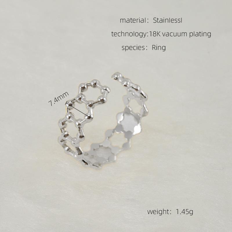 Women's 18K European & American Titanium Steel Adjustable Hollow Ring